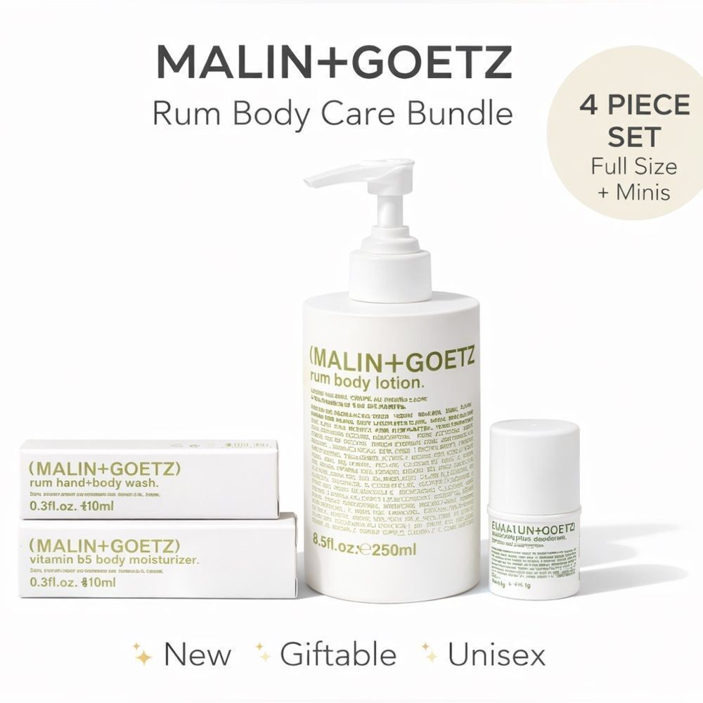🌿 Malin + Goetz Rum Body Care Bundle – Full Size + 3 Minis | NEW